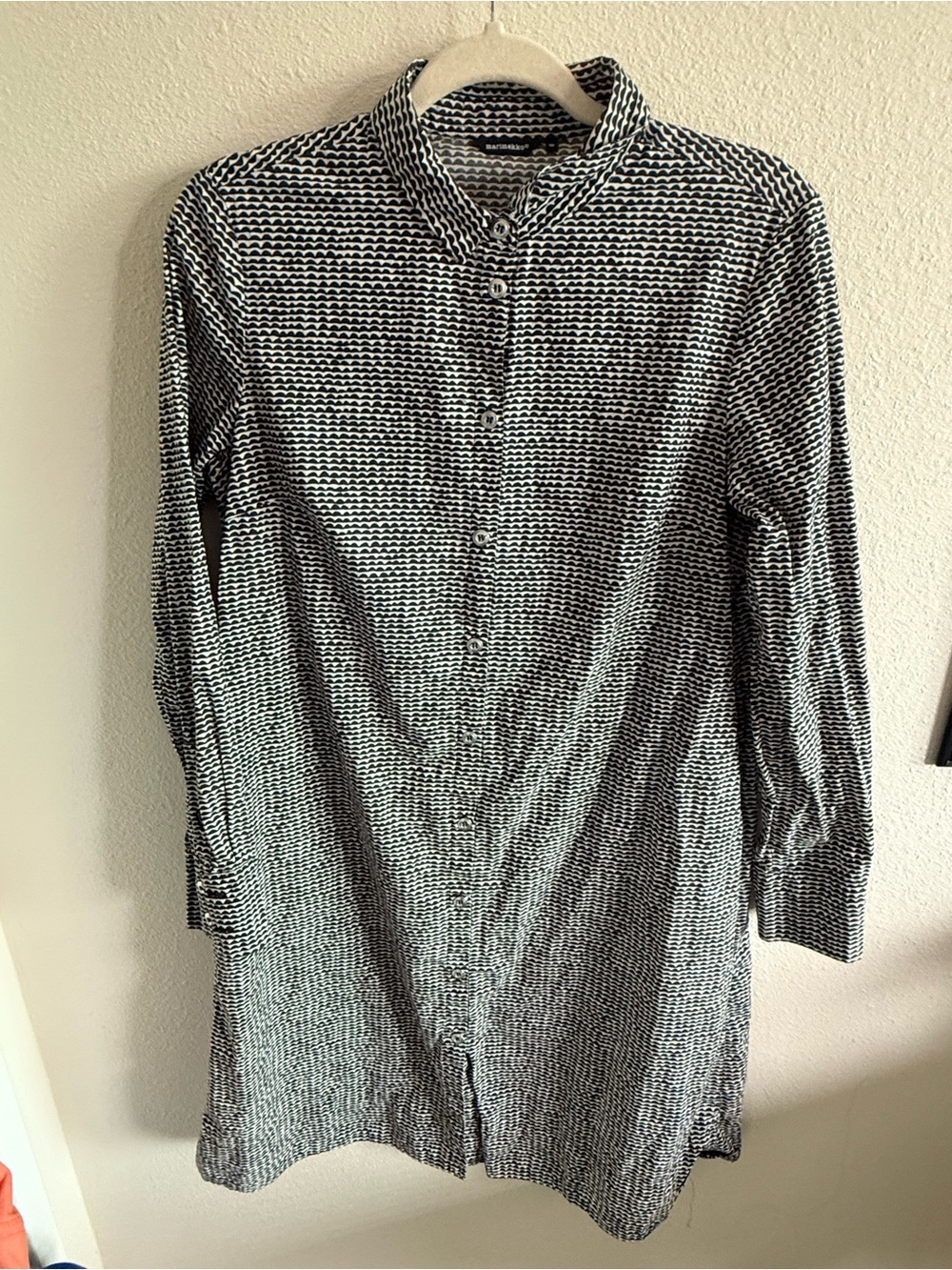 Marimekko Black and White Patterned Button-Down Dress - Size 38 (Small)